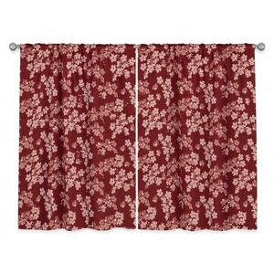 Ambesonne Red Floral Cherry Blossom Microfiber Curtains 2 Panel Set 56x84